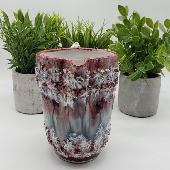 Italian Vintage 1960s Purple Grey Drip Brutalist Pottery Jug or Pitcher - Picture 4 of 9